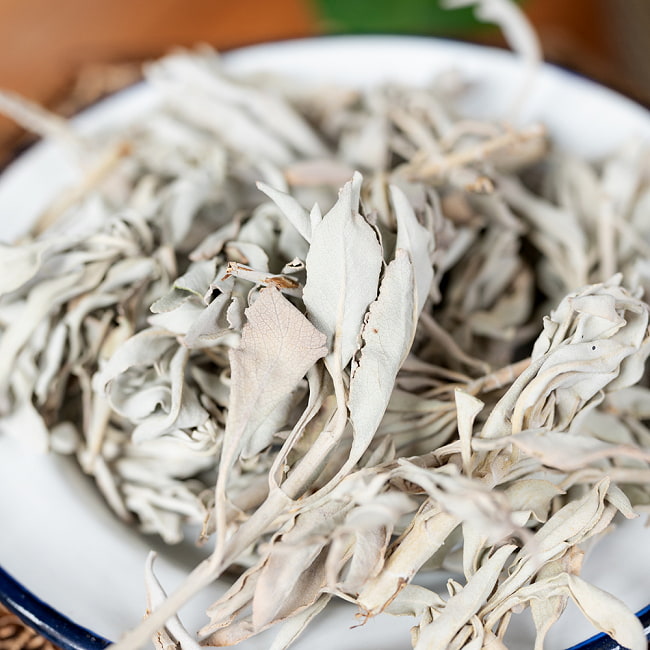 【メール便送料無料】カリフォルニア ホワイトセージ 無農薬 葉っぱ&枝付きバルク 50g スマッジング 浄化 6 - 拡大写真です