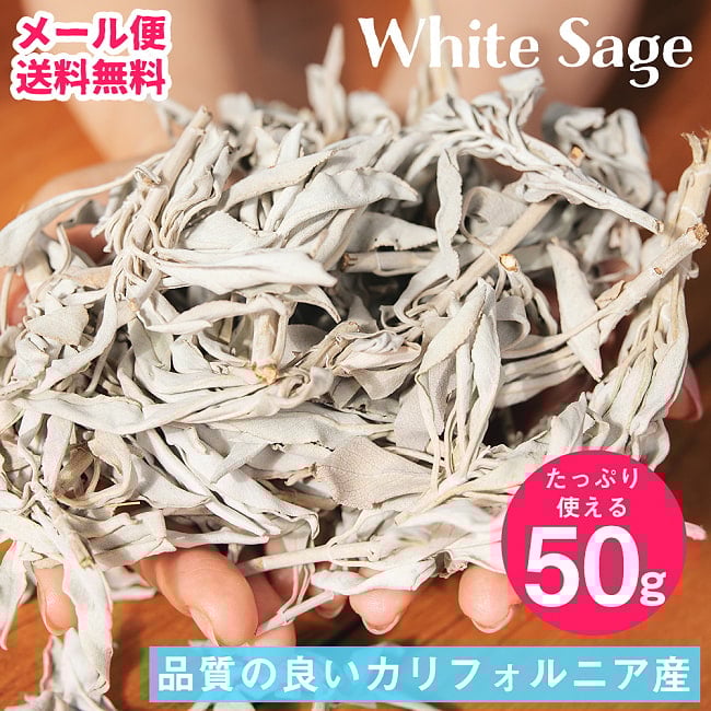 【メール便送料無料】カリフォルニア ホワイトセージ 無農薬 葉っぱ＆枝付きバルク 50g　スマッジング　浄化の写真セット,セージ,ホワイトセージ,浄化,マインドフルネス,ホワイトセージルース,アメリカ産