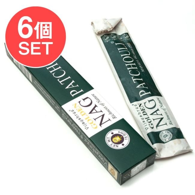 【6個セット】Golden Nag Patchouli香の写真セット,パチュリー,お香,インセンス,インド香,レア 香,パチョリ