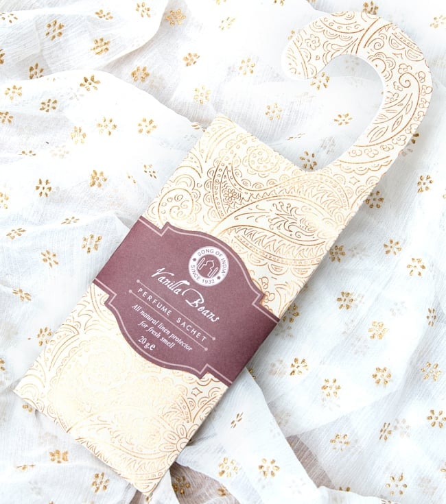 【6個セット】Song of India - サシェ（香り袋） - バニラ ビーンズ 2 - パッケージ全体写真です。