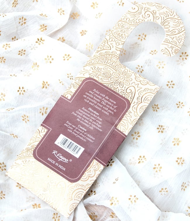 【6個セット】Song of India - サシェ（香り袋） - バニラ ビーンズ 5 - 裏面です。