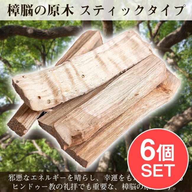 【6個セット】ヒンドゥー教の儀式で用いられる　樟脳の原木スティックタイプ　Camphor(Kapoor) 香木　お香【約50g程度】の写真セット,樟脳,プージャー,アグニホートラ,祈祷,浄化,楠,カンフル,カンファー,幸運,マインドフルネス
