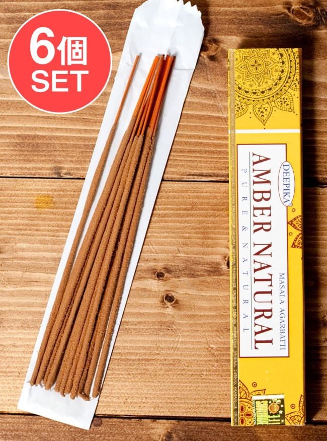 【6個セット】Deepika AMBER NATURAL香の写真セット,Deepika,お香,インセンス,インド香,レア 香,白檀,サンダルウッド