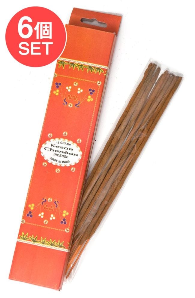 【6個セット】ケサール・チャンダン - Kesar Chandanの写真セット,お香,インセンス,チャンダン,白檀,サフラン
