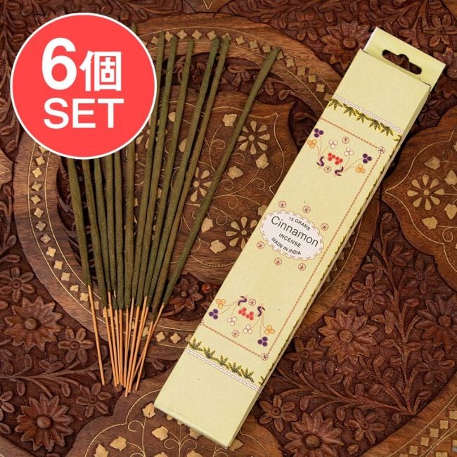 【6個セット】FLORA AGARBATI香 - Cinnamon（シナモン）の写真セット,フローラル,お香,インセンス,インド香,レア 香,瞑想