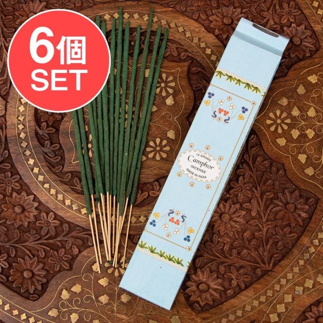 【6個セット】FLORA AGARBATI香 - Camphor（カンファー）の写真セット,フローラル,お香,インセンス,インド香,レア 香,瞑想