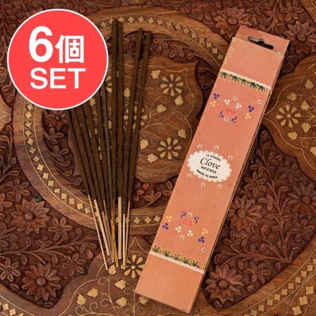 【6個セット】FLORA AGARBATI香 - Clove（クローブ）の写真セット,フローラル,お香,インセンス,インド香,レア 香,瞑想