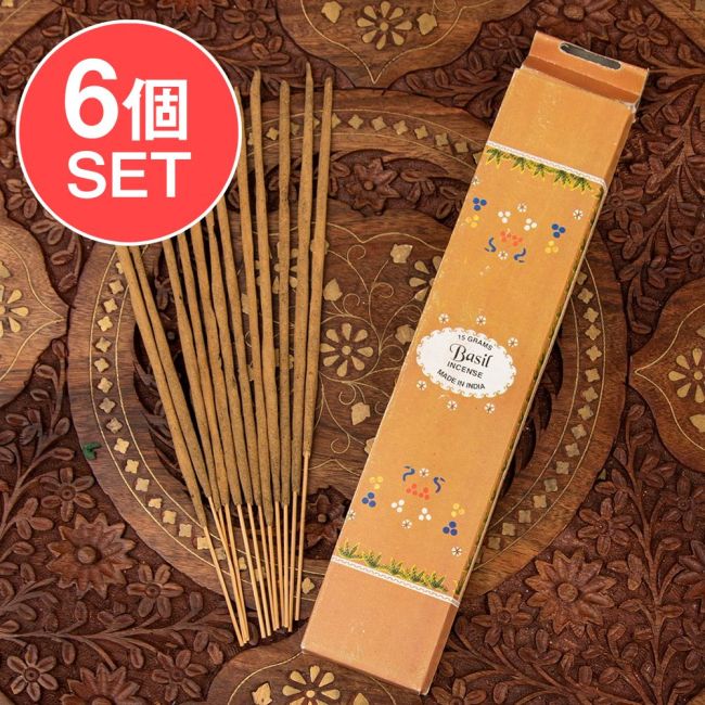 【6個セット】FLORA AGARBATI香 - Basil（バジル）の写真セット,フローラル,お香,インセンス,インド香,レア 香,瞑想