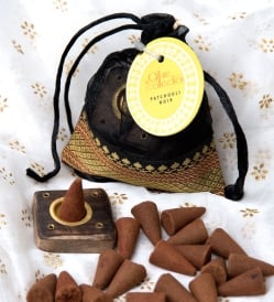 【6個セット】オーガンジーの袋入りコーンお香セット - パチュリー・ノワール - サブ4