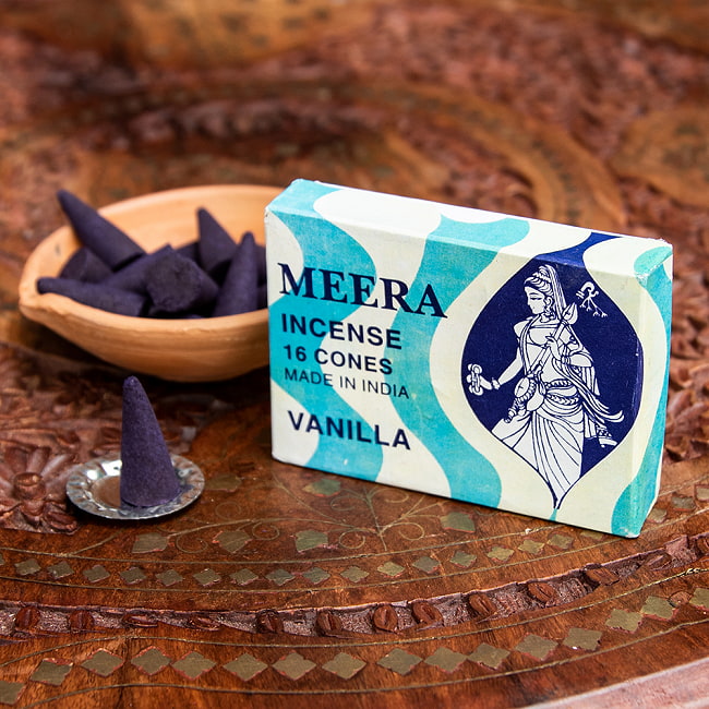 【6個セット】Meera コーン香 Vanilla （バニラ）の香り 2 - 味わい深いパッケージのお香です。パッケージのカラーは入荷時期により異なります。ご了承ください。