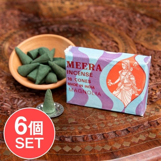 【6個セット】Meera コーン香 Magnolia （木蓮）の香りの写真セット,Meera,Mirabai,インセンス,お香,コーン香