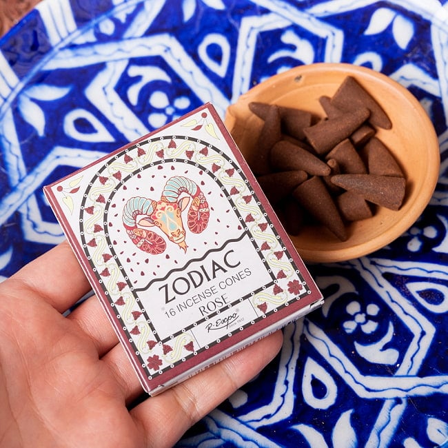 【6個セット】〔おひつじ座〕ローズの香り ゾディアック 黄道十二星座のコーン香 6 - このくらいのサイズ感になります