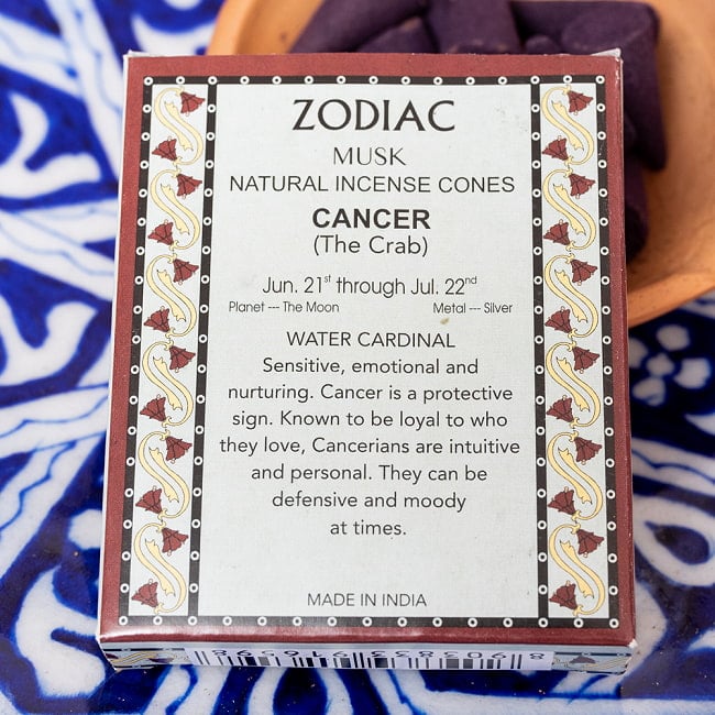 【6個セット】〔かに座〕ムスクの香り ゾディアック 黄道十二星座のコーン香 4 - パッケージ裏面です