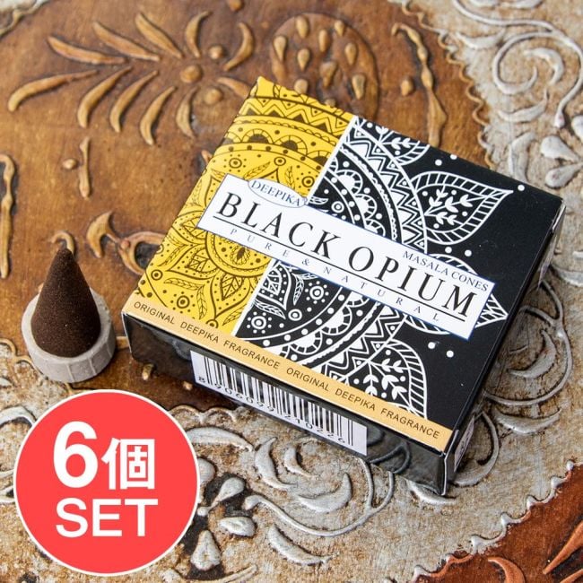 【6個セット】Deepika コーン香 Black Opiumの写真セット,Deepika,お香,インセンス,インド香,レア