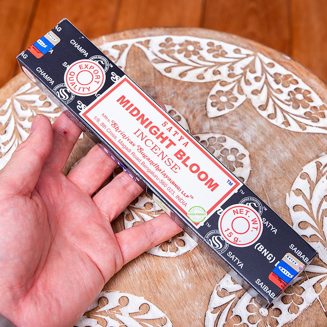 【12個セット】【Satya】ミッドナイト・ブルーム香 Midnight Bloom Incense 9 - このくらいのサイズ感になります