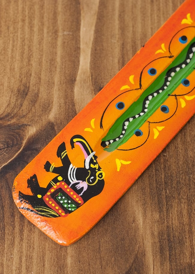 手塗り匙形香たて - 象（オレンジ） 4 - 先端部分です