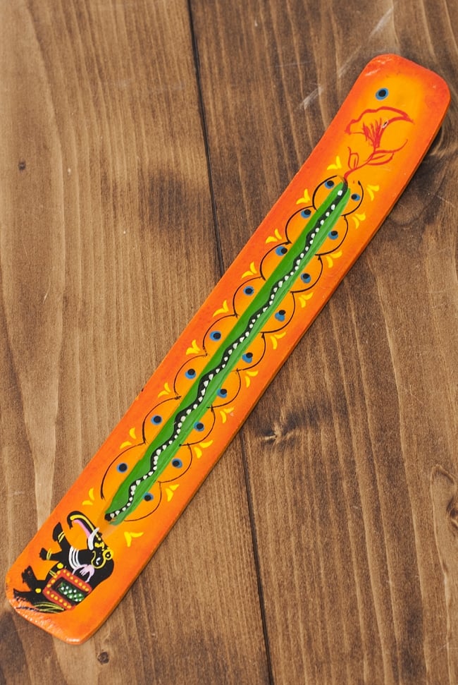 手塗り匙形香たて - 象（オレンジ）の写真お香たて,匙型,香立て,ハンドペイント