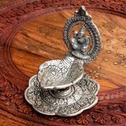 ホワイトメタルのオイルランプ&お香立て【ラクシュミ】