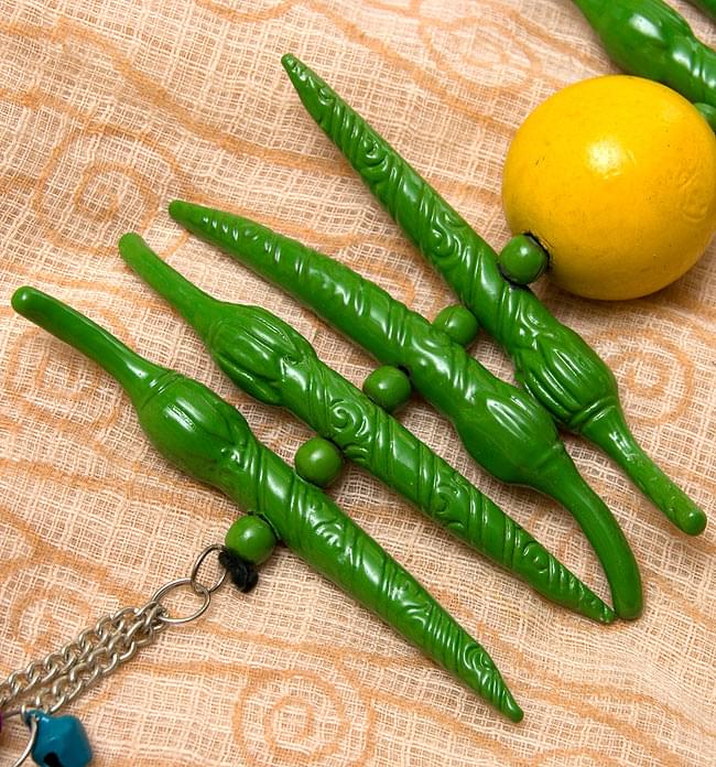 インドの魔除け - グリーンの商品写真 2枚目 唐辛子の拡大