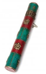 ネパールの円柱型お香箱 - [31cm x3.9cm](IND-INSHLD-549)