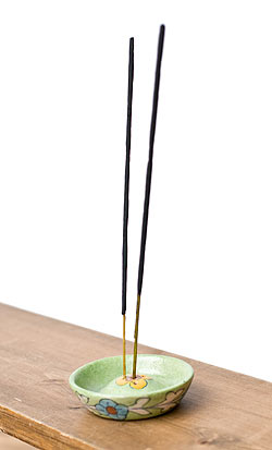 ジャイプール陶器のお香立て 丸型 - 黄色 - サブ5