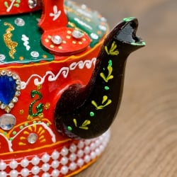 インドのデコレーションやかん - 赤×緑ブルーストーン - サブ4