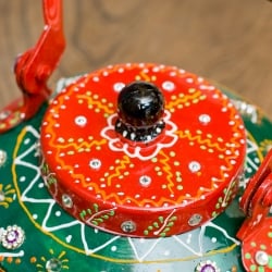 インドのデコレーションやかん - 赤×緑 - サブ3