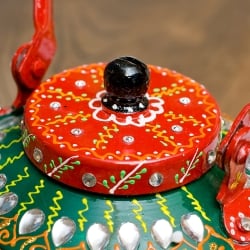 インドのデコレーションやかん - 赤×緑クリアストーンB - サブ3