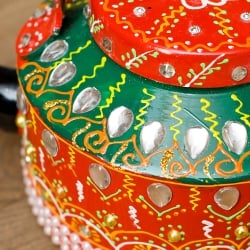 インドのデコレーションやかん - 赤×緑クリアストーンB - サブ5
