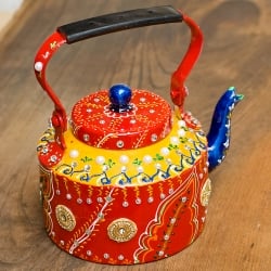 インドのデコレーションやかん - 赤×黄ゴールドワッペン - サブ2