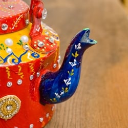 インドのデコレーションやかん - 赤×黄ゴールドワッペン - サブ4