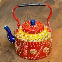 インドのデコレーションやかん - 赤×黄ゴールドワッペンの商品写真