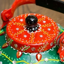 インドのデコレーションやかん - 赤×緑クリアストーンC - サブ3