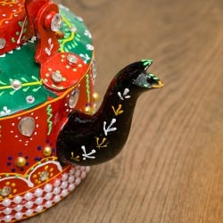 インドのデコレーションやかん - 赤×緑クリアストーンC - サブ4