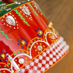 インドのデコレーションやかん - 赤×緑クリアストーンC - サブ5