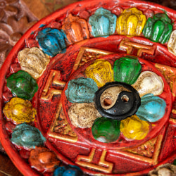 ネパールのハンドペイント陶器お香立て 曼荼羅【直径約12.5cm】 - サブ3