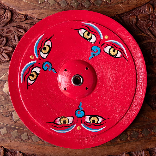 【全2色】インド香＆ネパール香立て -ブッダアイ 【直径約9cm】 6 - 2：赤
