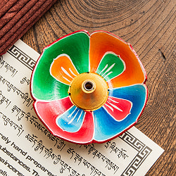 蓮の花のインド香＆ネパール香立て（大）【直径約9cm】 - サブ2