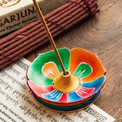 蓮の花のインド香&ネパール香立て(大)【直径約9cm】