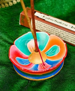 蓮の花のインド香&ネパール香立て(大)【直径約9cm】