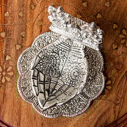 ガネーシャとラクシュミーのホワイトメタルの両手皿　（中） - サブ2