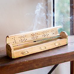 マンゴーウッドのお香立て 山タイプ Lサイズ ゾウ柄 - サブ2