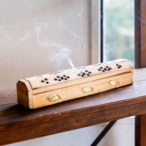 マンゴーウッドのお香立て 山タイプ Lサイズ ゾウ柄