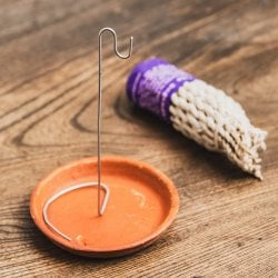 素焼きの素朴なネパール お香立て　ロープ香、コーン香用　小物入れにも(IND-INSHLD-712)