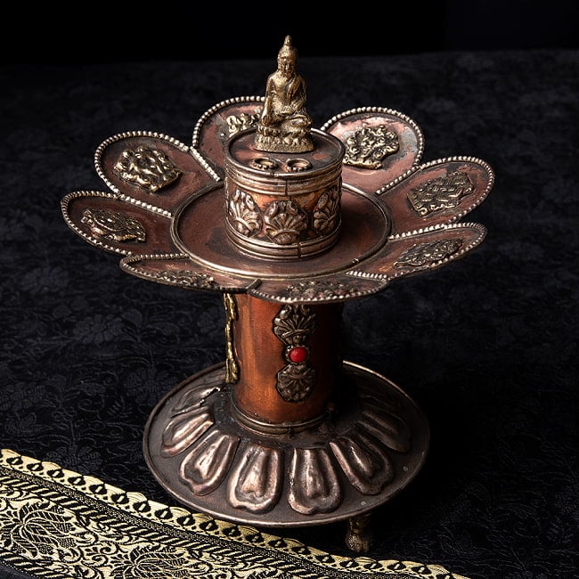 チベット香用蓮型お香立て 【約12.5cm×約15cm】の写真1枚目です。全体写真です。アンティーク,チベット香,お香立て,チベタン