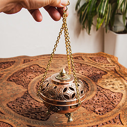 伝統チベタン香炉 吊り下げられるハンギング式 高さ10.5cm - サブ2