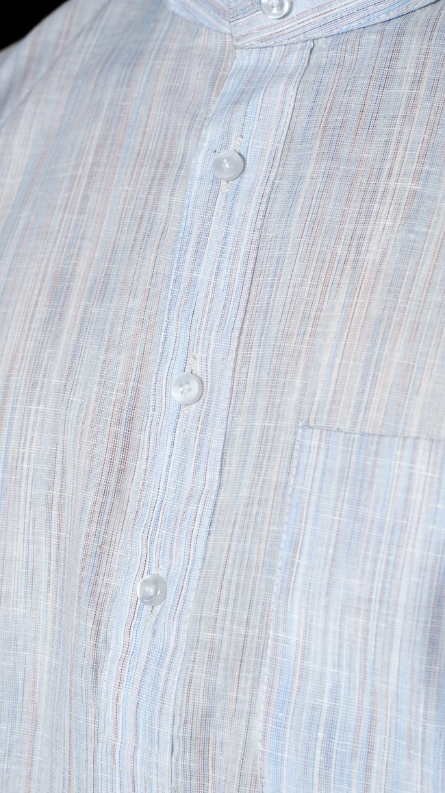 クルタ・パジャマ 【ブルー】 5 - 刺繍をアップにしてみました。とても丁寧な作りになっています。