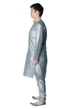 クルタ・パジャマ - シルバー【光沢生地ゴージャス】 - サブ2