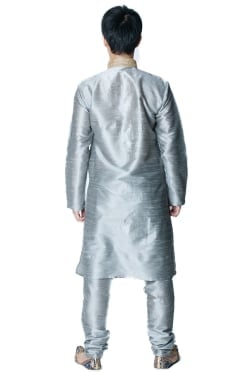 クルタ・パジャマ - シルバー【光沢生地ゴージャス】 - サブ3