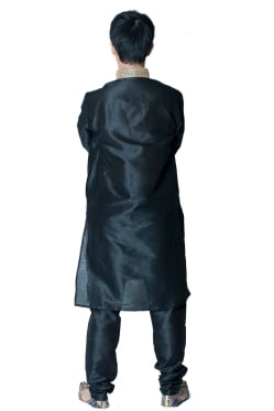 クルタ・パジャマ - ブラック【光沢生地ゴージャス】 - サブ3